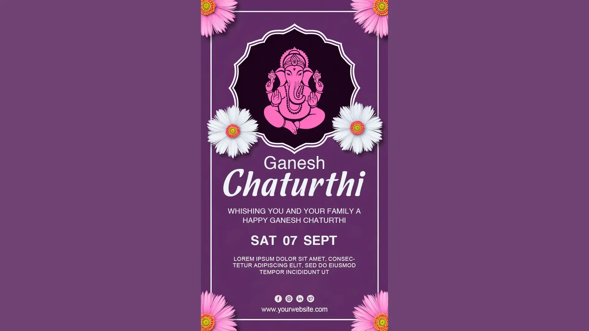 Elegant Ganesh Chaturthi Instagram Story with White Daisy Accents